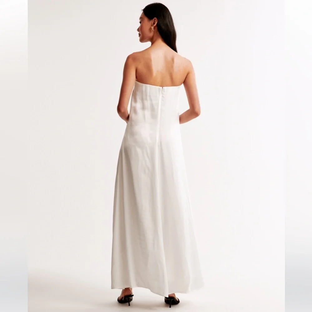 Abercrombie & Fitch Strapless Maxi Dress in White